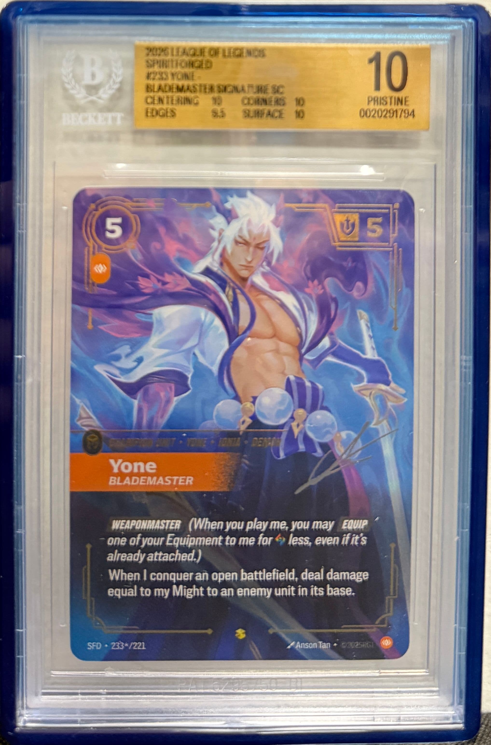 Yone - Blademaster (Signature) — BGS 10 — Front