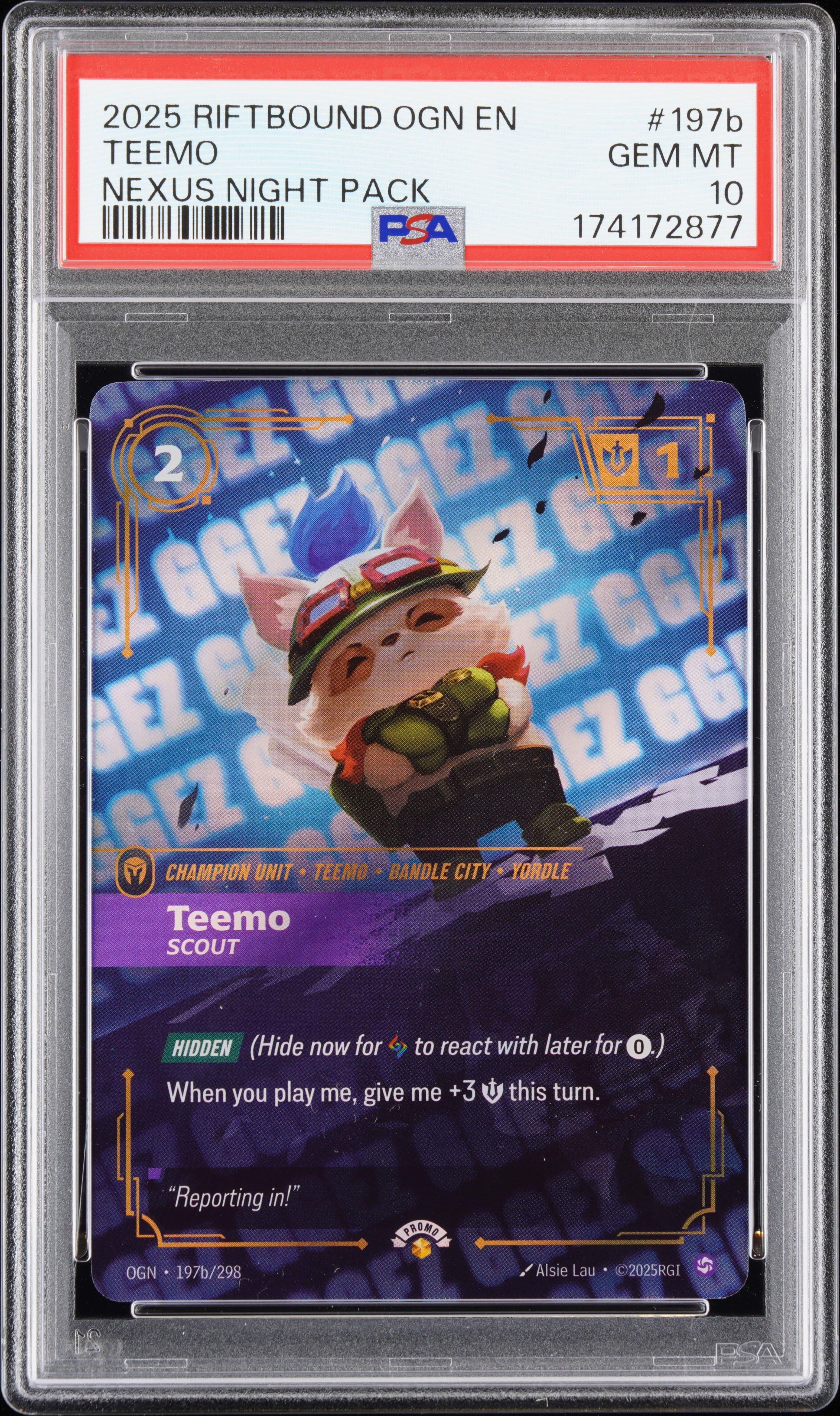 2025 RIFTBOUND: LEAGUE OF LEGENDS OGN-ORIGINS #197b TEEMO NEXUS NIGHT PACK — front
